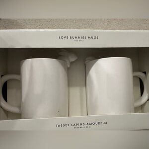 Set of 2 Indigo  Rabbit Love Bunnies 3D Mugs Teacups Coffee Cup